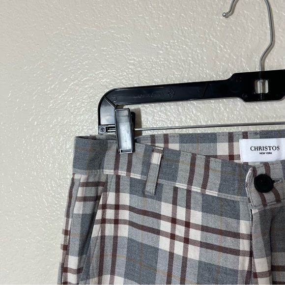 Christos New York Kennedy Trouser Gray Brown Checker Plaid 30 - Picture 2 of 4